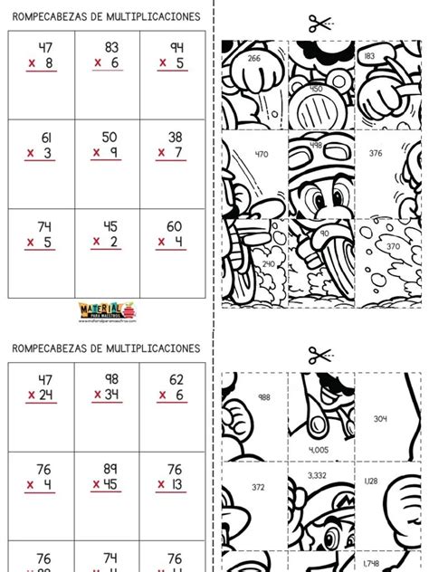 Rompecabezas De Multiplicaciones Para Imprimir Imagui
