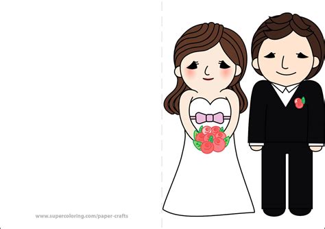 Bride And Groom Wedding Card Free Printable Papercraft Templates