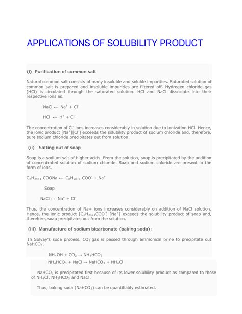 SOLUTION: Applications of solubility product - Studypool