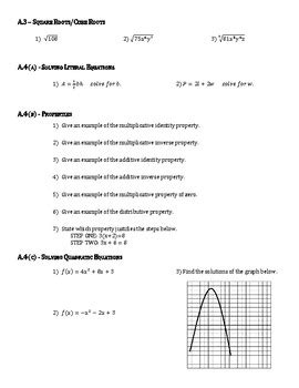 Algebra 1 Virginia SOL Review Packet by standard Bút Chì Xanh