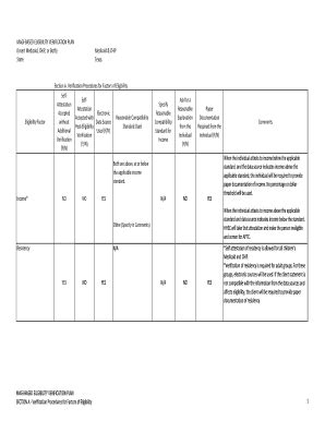 Fillable Online Medicaid Magi Based Eligibility Verification Plan