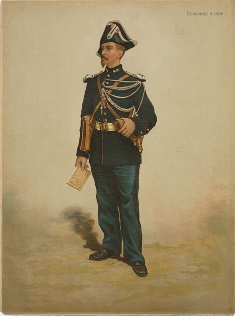 Gendarme Pied Auguste Legras Uniforme Francese Illustrazioni