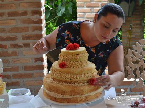 Bolo Naked Tres Andares Casamento Carol Camargo Bolos Doces Finos