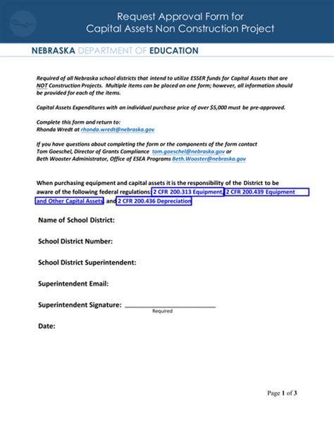 Nebraska Request Approval Form For Capital Assets Non Construction