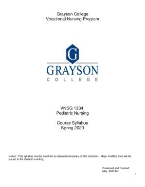 Fillable Online Grayson College Vocational Nursing Program VNSG 1334