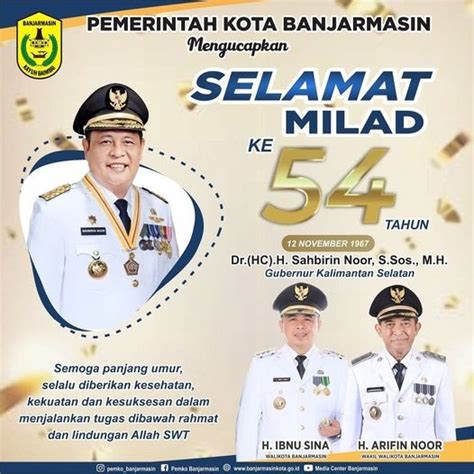 Pemerintah Kota Banjarmasin Mengucapkan Selamat Milad Ke Tahun