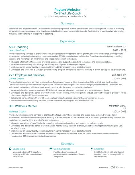 5 Life Coach Resume Examples And Guide For 2024