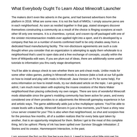 What Everybody Ought To Know About Minecraft Launcherslick Pdf Pdf