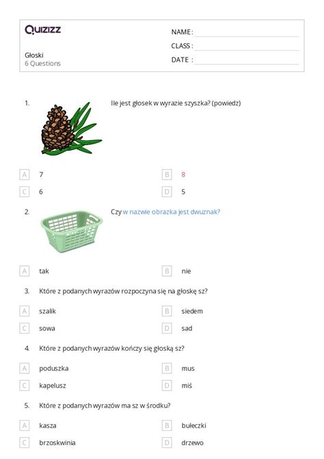 Ponad 50 Dwuznaki Arkuszy W Quizizz Darmowe I Do Druku