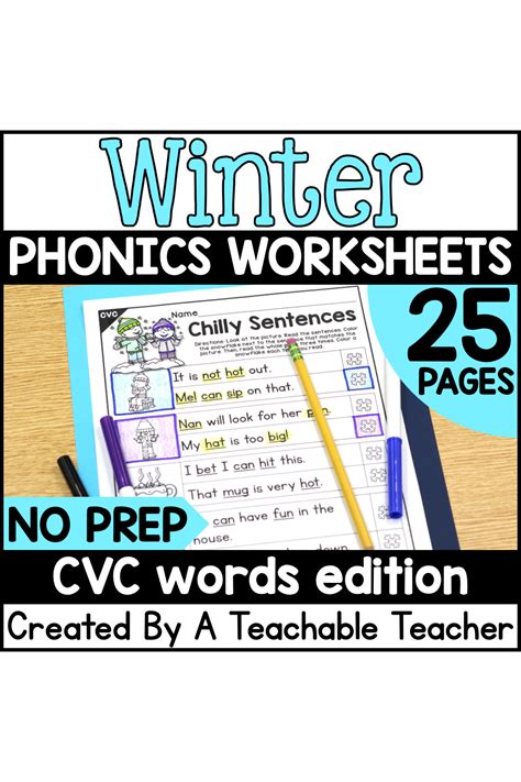 Winter Cvc Activities No Prep Phonics Worksheets A Teachable Teacher