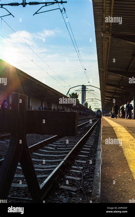 Train Detail And Train Platform At Bucharest North Railway Station