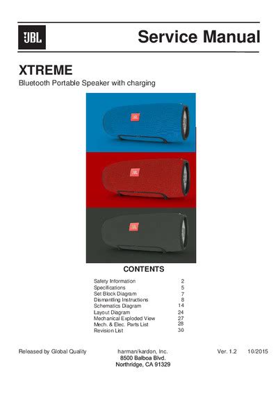 Jbl Xtreme Service Manual Repair Schematics