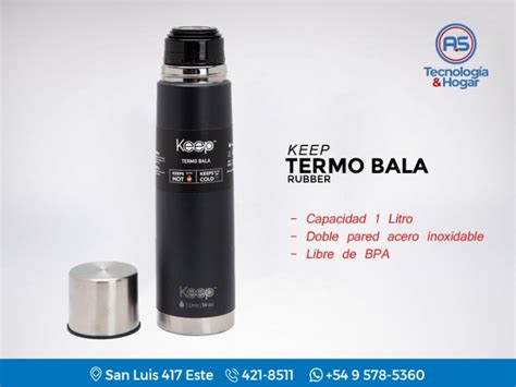 Termo Keep Bala Rubber Litro Acero Inoxidable Liviano Nuevos