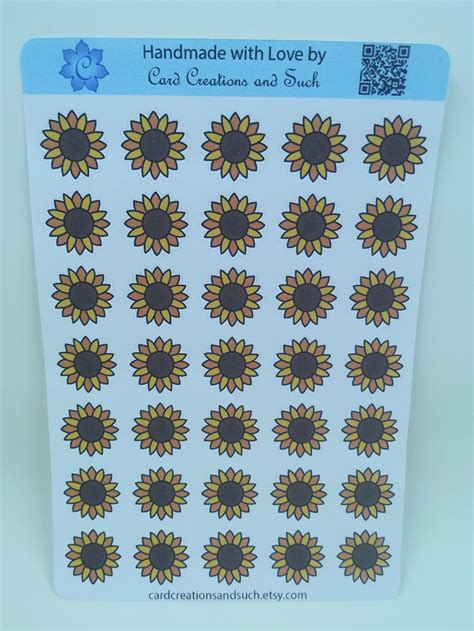 Sunflower Sticker Sheet Envelope Seals Stocking Stuffers Etsy