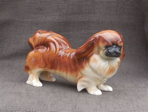 Adorable 1950s Vintage Pekingese Ceramic Dog Large Figurineretro