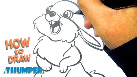 How To Draw Thumper From Bambi Easy Drawing Classic Cartoon Drawing