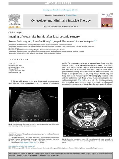 Pdf Imaging Of Trocar Site Hernia After Laparoscopic Surgery