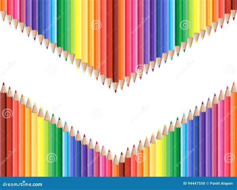 Colored Pencils Row With Wave On Lower Side Stock Vector Illustration