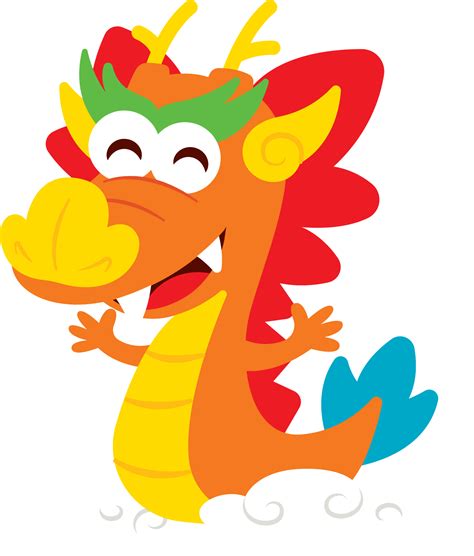 Flat design cartoon cute chinese dragon riding on oriental clouds. Year ...