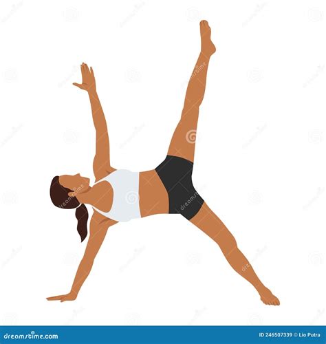 3D Human Utthita Parsvakonasana Or Extended Side Angle Yoga Pose On