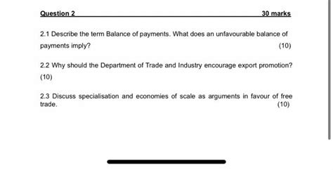 Solved Describe The Term Balance Of Payments What Does Chegg