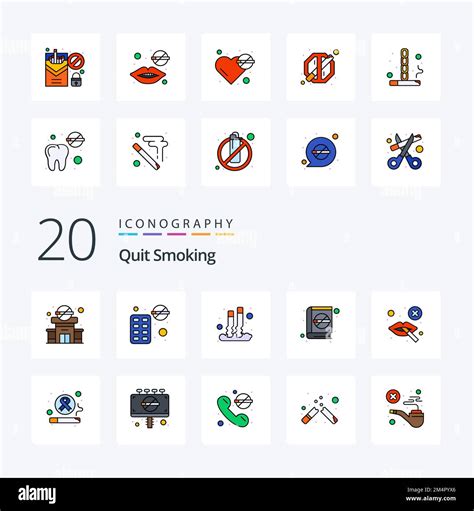 Quit Smoking Line Filled Color Icon Pack Like No Smoking Healthcare