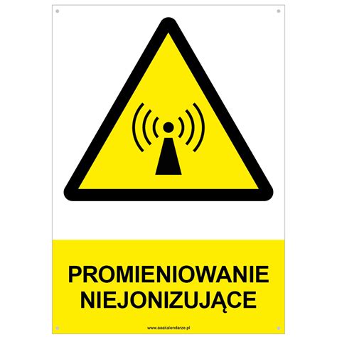 PROMIENIOWANIE NIEJONIZUJĄCE znak BHP z dziurkami płyta PVC A4 2 mm