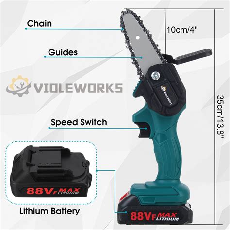 Violeworks 88vf Electric Saw Cordless 4inch One Hand Chain Saws Woodwo Madethebest