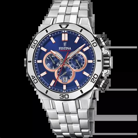 Montre Festina Chrono Sport F Bleu Bracelet Acier Homme