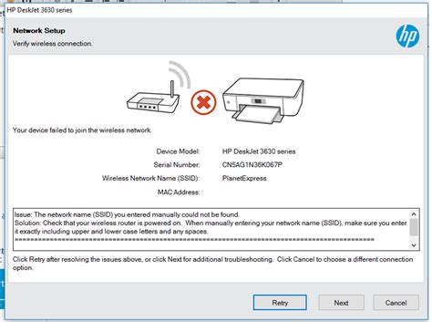 Deskjet 3630 - Unable to connect to wireless after changing ... - HP ...