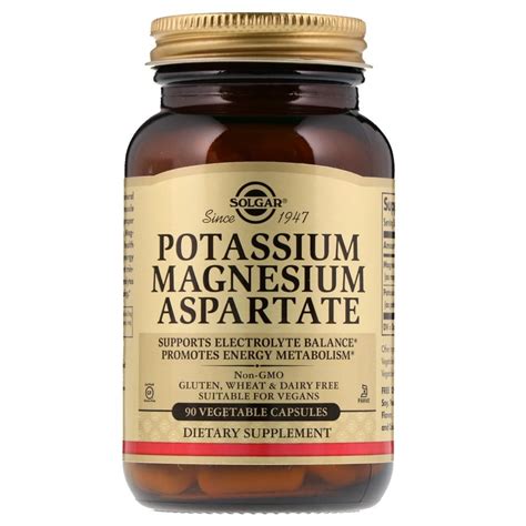 Solgar Potassium Magnesium Aspartate 90 Vegetable Capsules By Iherb