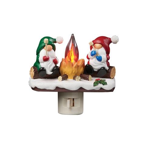 Roman Gnomes Roasting Marshmallows at the Campfire Nightlight - 160293 | Blain's Farm & Fleet