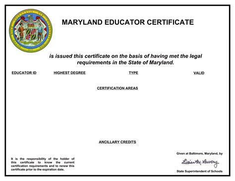 Maryland Teacher Certificate | PDF