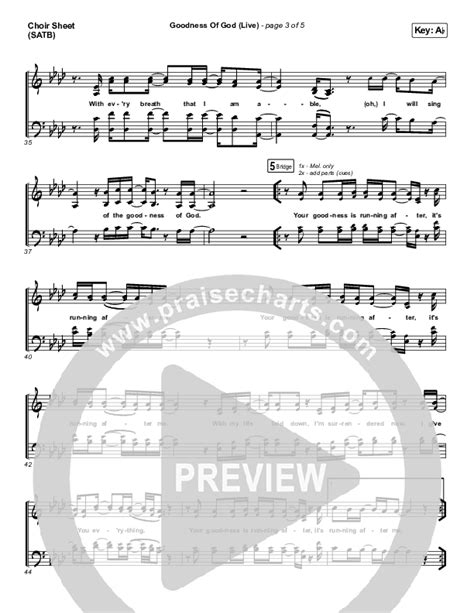 Goodness Of God Live Sheet Music Pdf Cece Winans Praisecharts