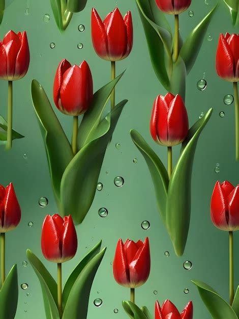 Premium Photo Red Tulip Flower With Waterdrops Wallpaper