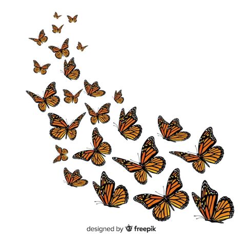 Fondo Grupo De Mariposas Volando Vector Premium