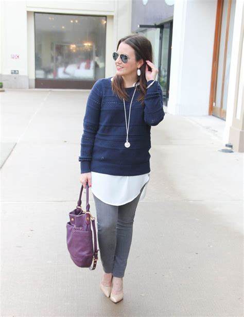 Winter Layered Outfit in Navy & Gray | Lady in VioletLady in Violet