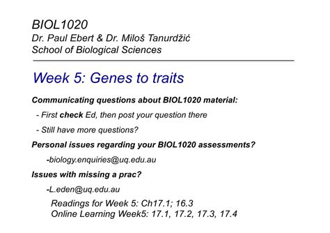 Week Genes And Traits Bio Sem Powerpoint Biol Dr Paul Ebert