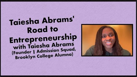 Taiesha Abrams Road To Entrepreneurship Taiesha Abrams Founder