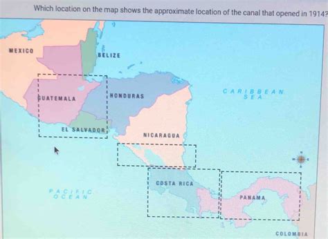 Which Location On The Map Shows The Approximate Location Of The Canal