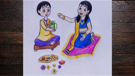 Bhai Dooj Drawing Easy How To Draw Bhai Dooj Bhai Duj Drawing Brother And Sister Drawing