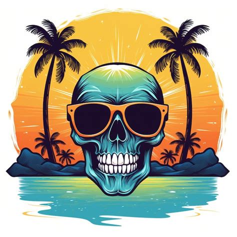 Logotipo De Dibujos Animados De Calavera Y Verano Foto Premium