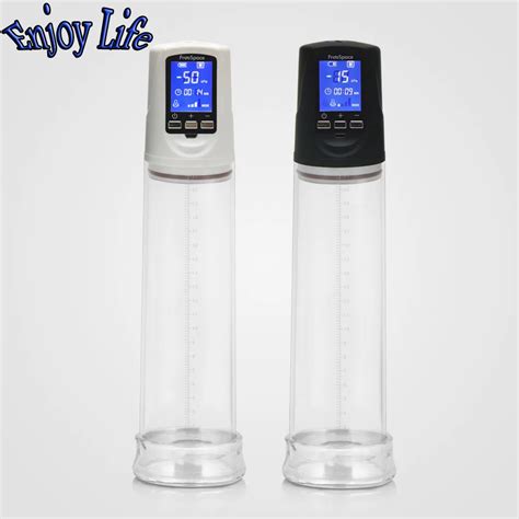 Penis Pump Enlarger White Led Liquid Crystal Powerful Usb Rechargeable