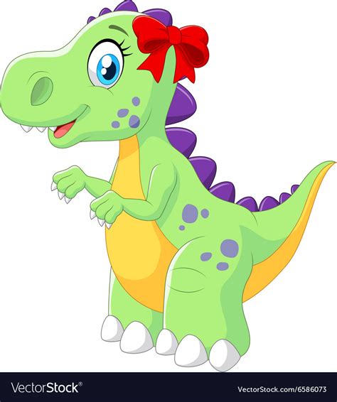 Cartoon Female Dinosaur Isolated Royalty Free Vector Image