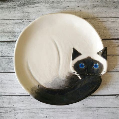 Decorative Ceramic Cat Plates Celebrate Cozy Curled-Up Felines