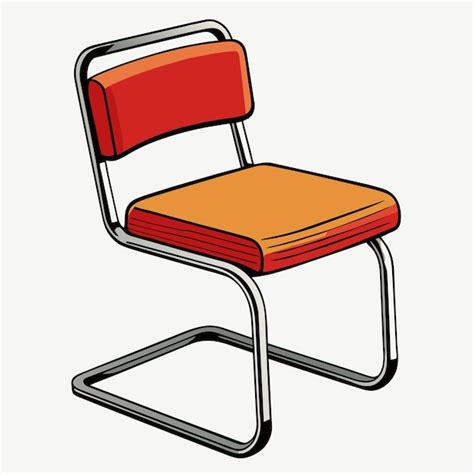 Un Dibujo De Una Silla Que Tiene Un Asiento Rojo Y Una Espalda Blanca