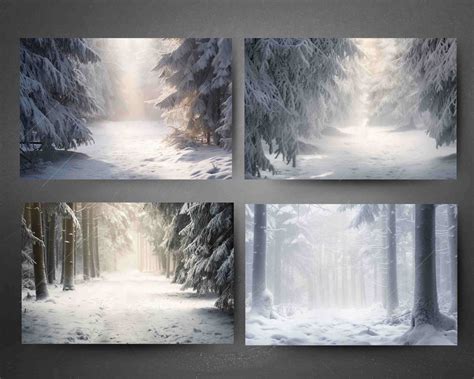 12 Snowy Forest Digital Backdrops, Wedding, Engagement, Family, Kid ...