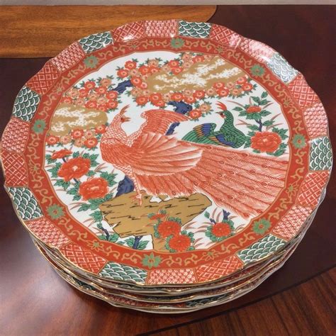 Pottery Glass Asian Porcelain Imari Plate Blue And Orange Floral