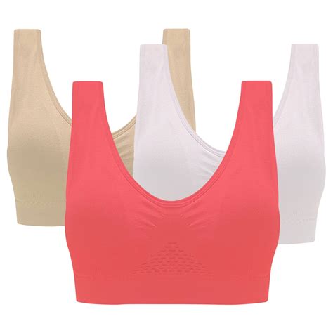 Bufgaceh Sports Bras For Women 3 Pack Seamless Comfortable Yoga Bra Low Impact Workout Activity