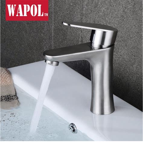 Wapol Basin Faucet Stainless Steel Bathrrom Sink Deck Mounted Hot And Cold Mixer Faucet